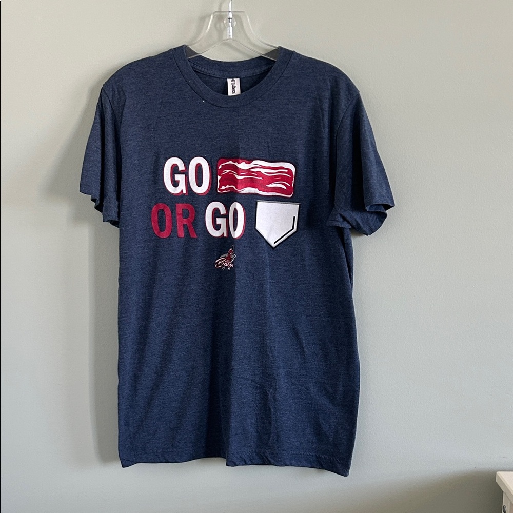 Tultex Navy Graphic Tee, Macon Bacon